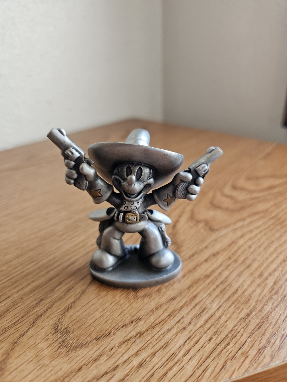 Disney Pewter Two Gun Mickey Mouse Cowboy Figurine 1934 Fine Pewter Collectible